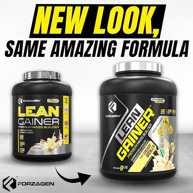 Forzagen Lean Gainer Premium Mass Builder | Mass Gainer Protein Powder for Men & Women | High Calorie Protein, Weight Gain, Bulk, Muscle Building Supplement | Vanilla, 8 lbs. (11 Servings)