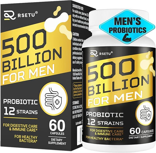 Probiotics for Men, 500 Billion CFU 12 Strains Mens Probiotic with Turmeric Cranberry & Goji, Gut Health for Men, Probiotics for Men Digestive Health, Bloating, Immune & Overall Health, 30-Day Supply