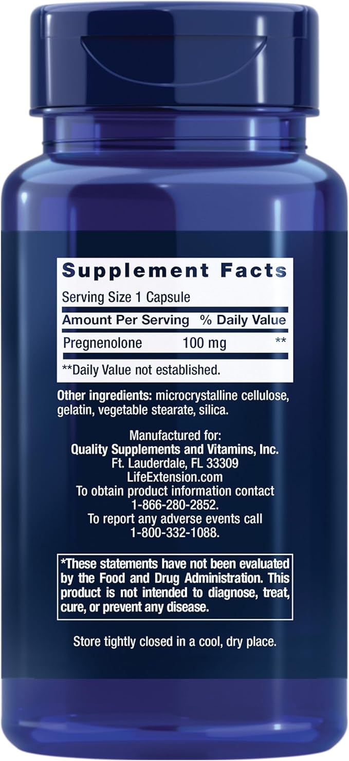 Life Extension Pregnenolone Hormone Balance 100mg, Zinc Immune Support 50mg - 90 Vegetarian Capsules