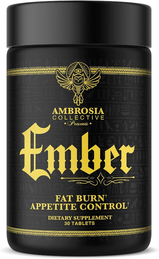 Ambrosia Ember™ Thermogenic Fat Burner & Appetite Support Supplement Pills for Healthy Weight Management, Appetite Support for Men and Women with CapsiMax™, African Mango, and CoQ10