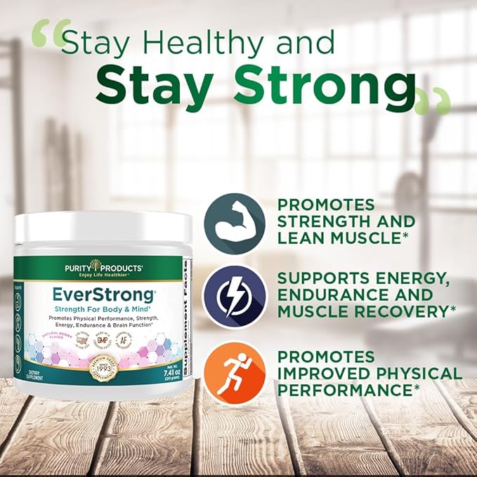 Purity Products EverStrong Powder from Muscle Matrix Blend - Creapure Creatine - Boron (FruiteX-B PhytoBoron) - CoffeeBerry Extract - Boosted with 1000 IU Vitamin D - Berry Burst (210 g)