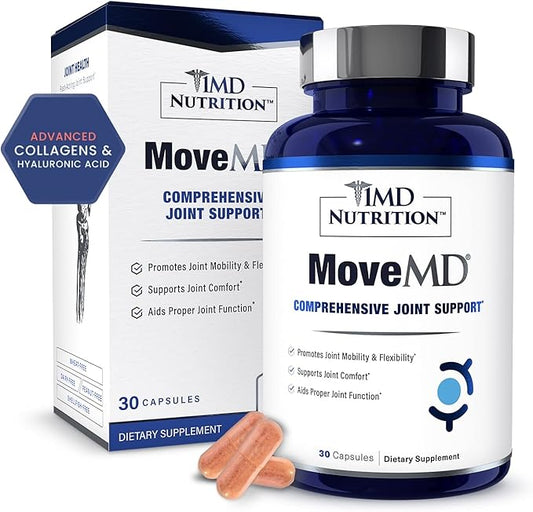 1MD Nutrition MoveMD - Health Supplement for Joint Discomfort & Support - Our Collagen Pills are Skillfully Formulated for Women & Men w/Hyaluronic Acid & Astaxanthin