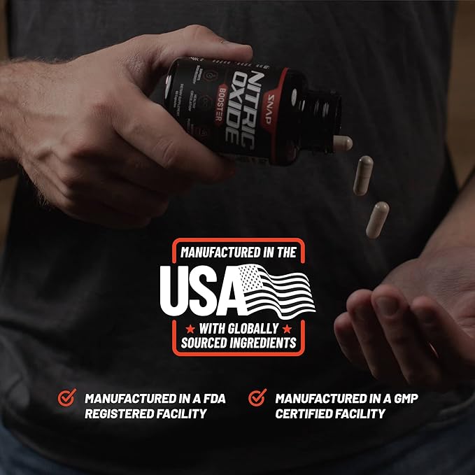 Snap Supplements Nitric Oxide Booster, Support Healthy Blood Pressure, Nitric Oxide Supplements for Men and Women (90 Count)