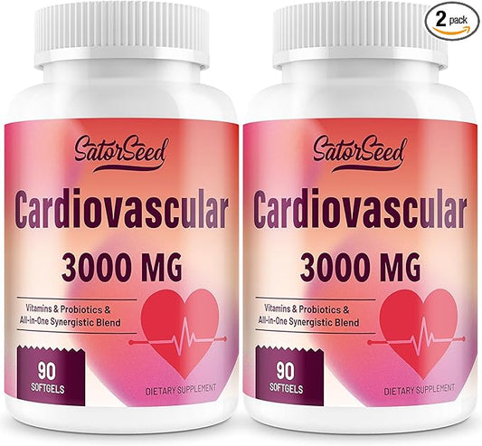 Cardiovascular Supplement 3000MG Multi-Vitamins, Probiotics, Omega-3 & CoQ10 Synergistic Blend for Adults (2 Bottle)