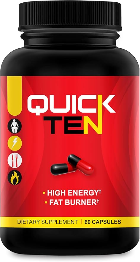 Quick Ten - Best Weight Loss Pills - Natural Metabolism Booster, Appetite Suppressant, Fat Burner Pills - Premium Diet Pills for Women and Men - Energy and Focus Blend - 60 Capsules