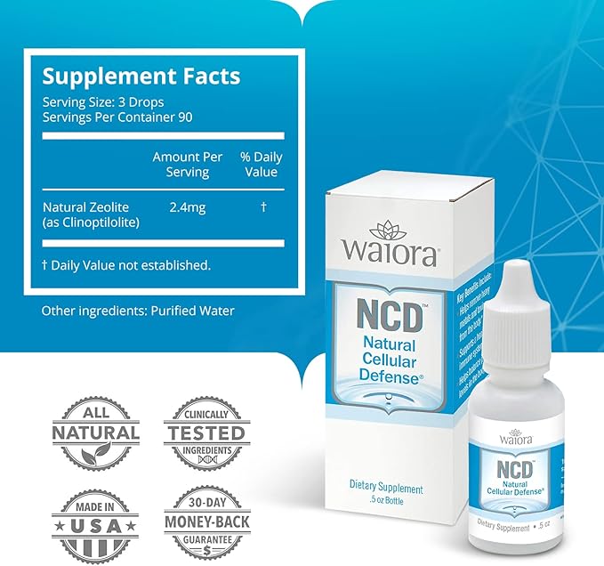 Waiora Natural Cellular Defense (NCD) Liquid Zeolite Drops, Clinoptilolite for Men & Women - Supplement for Immune, Healthy Gut Support, Cleanse, pH Balance (0.5oz Bottle, 3 Ct – 270 serv)…