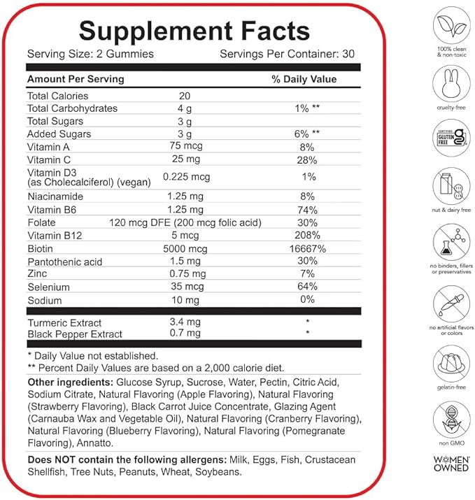 HAIRtamin Vegan Gummy Stars Hair Vitamins | Non-GMO | All Natural Biotin Hair Vitamin Gummies to Maintain Healthy Hair Skin & Nails | Multivitamin Supplement