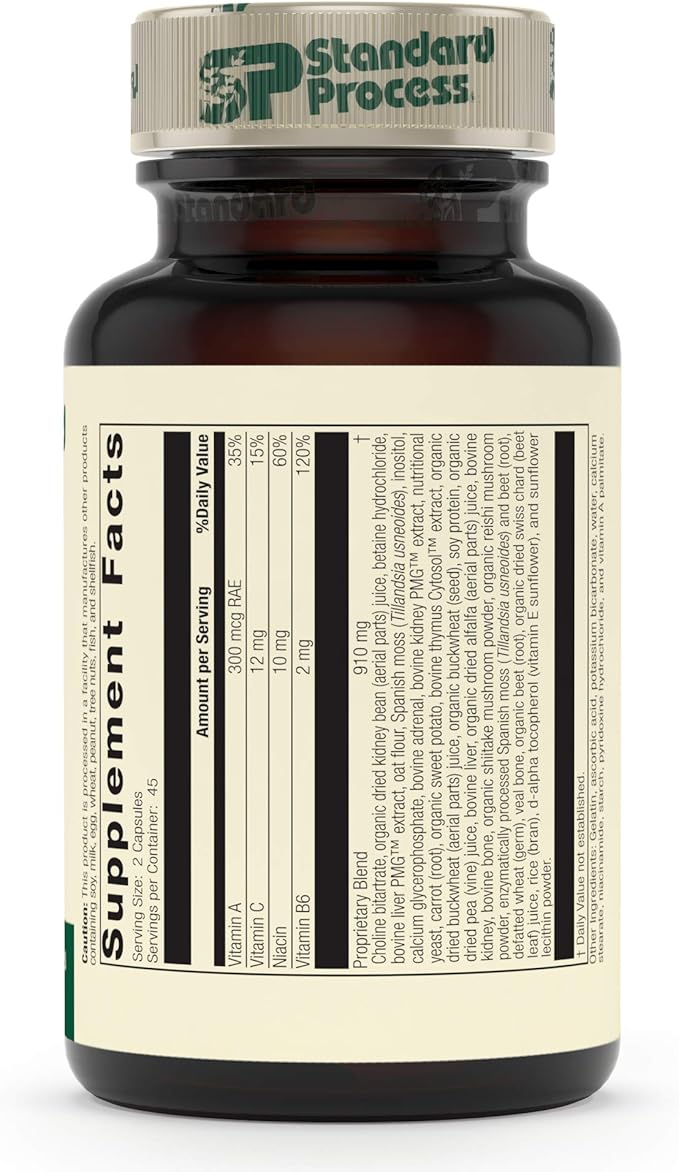 Standard Process Albaplex - Immune Support, Kidney Support, and Liver Support with Vitamin A, Vitamin C, Niacin, Vitamin B6, Oat Flour, Spanish Moss - 90 Capsules