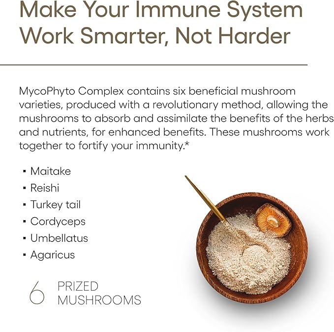 EcoNugenics MycoPhyto Complex: Mushroom Supplement for Intensive Immune Support – 60 Capsules – Includes Turkey Tail, Reishi, Cordyceps, Maitake & More – Energy, Gut Health & Nootropic Brain Support