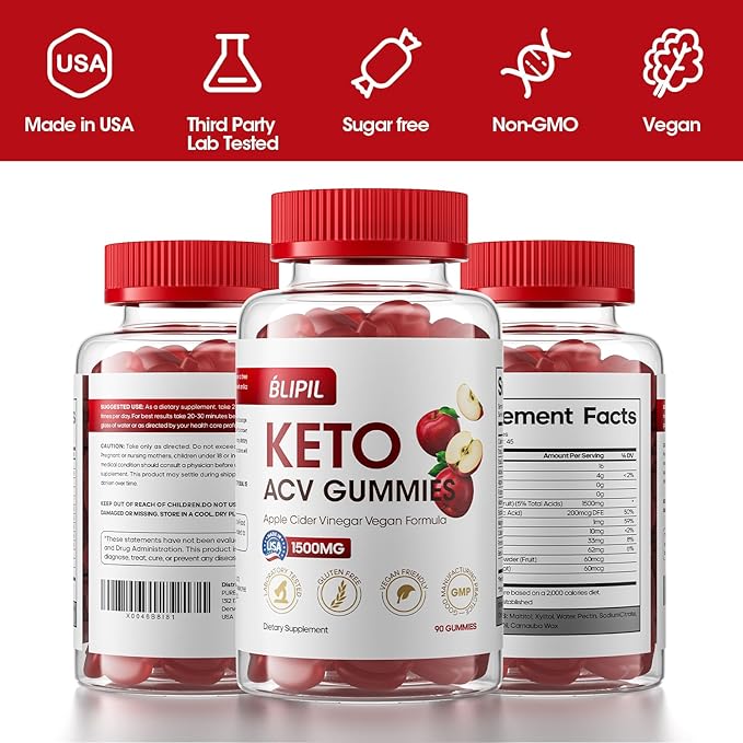 Keto ACV Gummies - Sugar Free Weight Loss Formula with 1500mg Apple Cider Vinegar for Men & Women - Gelatin-Free, Gluten-Free, Vegan & Non-GMO - 90 Count