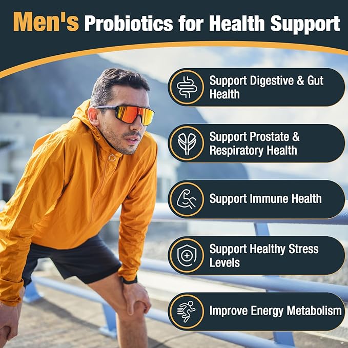 Probiotics for Men, 500 Billion CFUs & 12 Strains, Probiotics for Digestive Health, Men's Probiotic with Turmeric, Cranberry, Goji, for Overall Digestive, Immune Health, Gut & Bloating, 60-Days Supply