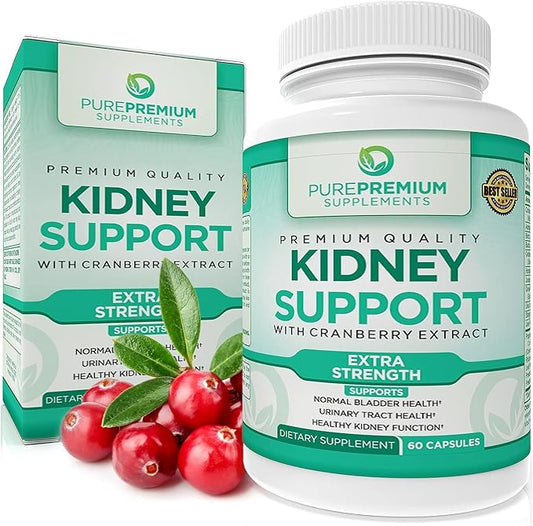 PurePremium Supplements - Kidney Support with Cranberry Extract & Astragalus - Kidney Cleanse Detox & Repair - Kidney Health Supplement for Urinary Tract, Bladder, Kidney Detox - 60 Cranberry Pills