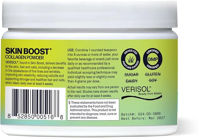 Sparkle Wellness Skin Boost (Acai Lemonade) [30-Serves] | Collagen Powder Supplement with VERISOL Bioactive Hydrolyzed Collagen Peptides & Vitamin C to Improve Skin, Hair & Nail Health