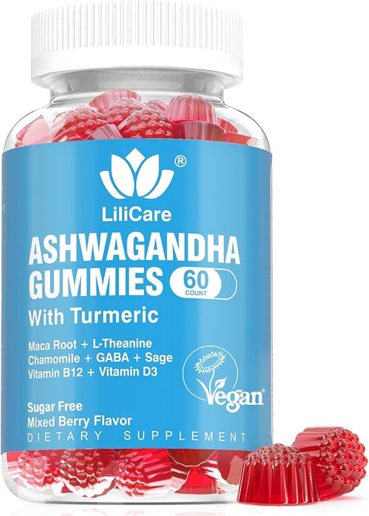 Ashwagandha Gummies, 2000mg Organic Ashwa Root Extract Supplement for Women & Men - 60 Count - Ashwagandha Blend Gummies Combination Supplements