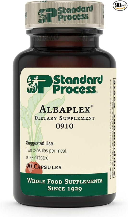 Standard Process Albaplex - Immune Support, Kidney Support, and Liver Support with Vitamin A, Vitamin C, Niacin, Vitamin B6, Oat Flour, Spanish Moss - 90 Capsules