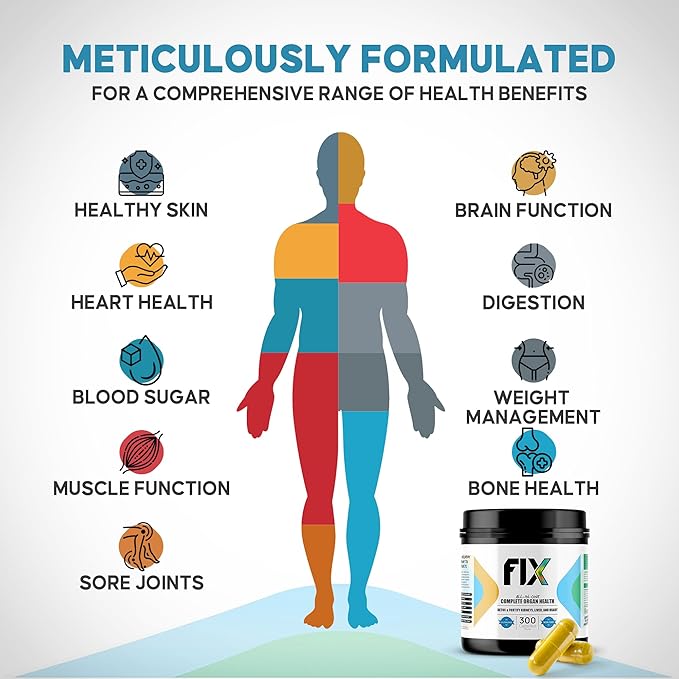 Fix The 16-in-1 Complete Health Supplement - Organ Support for Liver, Heart, and Kidney - Non-GMO, Vegan Formula for Holistic Well-Being - 30 Servings Per Container