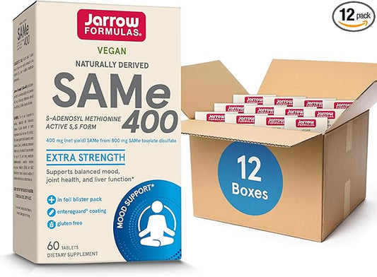 Jarrow Formulas Same 400 mg, Supports Joint Health, Liver Function, Brain Metabolism, 60 Tablets, Up to a 60 Day Supply,Pack of 12