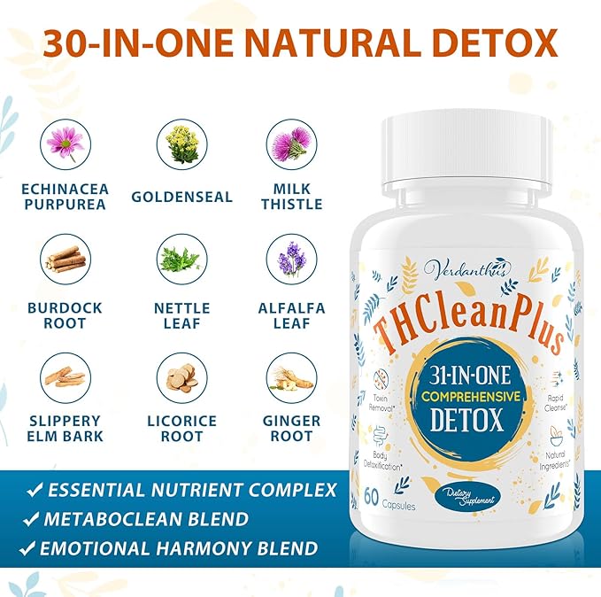 31-in-ONE Detox and Liver Cleanser, Fast Detox, Full Body Detox, Toxins Cleaner for Liver, Kidney, Natural Herbal Formula, Support Immune & Mood, Made in USA, 120 Capsules