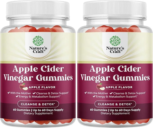 Apple Cider Vinegar Gummies with the Mother-Natural Energy Supplement ACV Gummies with Mother for Body Cleanse Immune Support and Gut Health-Delicious Gummy ACV Supplement with Beet Root Powder 2 pack