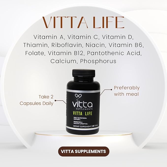 Vitta Life Tabs | Multivitamin with Vitamin A, Vitamin C, Vitamin D, Thiamin B1, Riboflavin B2, Niacin, Vitamin B6, Vitamin B12, Pantothenic Acid, Calcium, Phosphorus | 60 Tabs