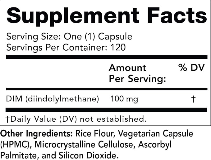 Olympian Labs DIM 100mg - DIM Diindolylmethane Supplement Capsules Supporting Hormone Balance, Clear Skin, PCOS, & Aid in Fitness and maintaining Lean Muscle - 120 Daily Capsules
