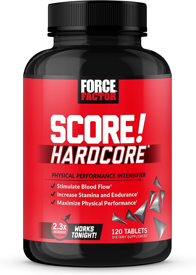 Force Factor Score! Hardcore Nitric Oxide Booster Supplement for Men with L-Citrulline, Yohimbe, Black Maca & B Vitamins to Increase Stamina, and Maximize Physical Performance, 120 Tablets