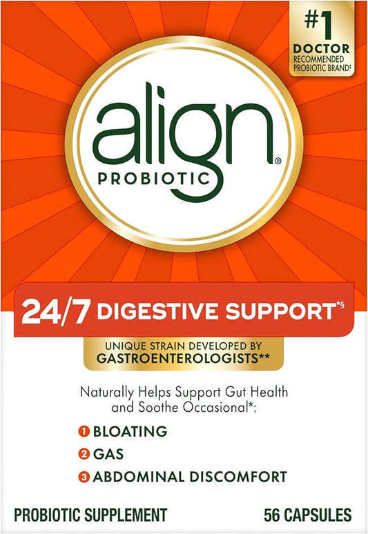 Align Probiotic, Probiotics for Women and Men, Daily Probiotic Supplement for Digestive Health*, #1 Recommended Probiotic by Doctors and Gastroenterologists‡, 56 Capsules