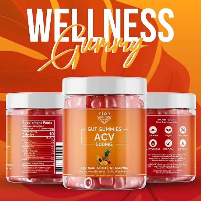 FIOR ACV Detox and Cleanse Gummy (Fruit Punch, 120)