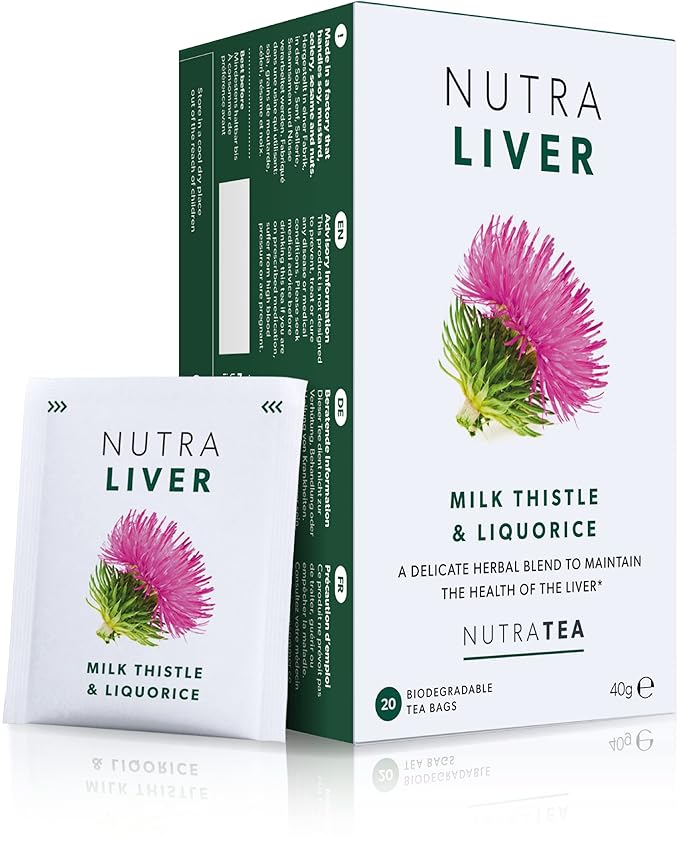 NUTRALIVER - Liver Detox Tea | Liver Cleanse Tea – For Liver Cleansing and Liver Support – Includes Milk Thistle, Turmeric & Fennel - 60 Enveloped Tea Bags - by Nutra Tea - Herbal Tea - (3 Pack)