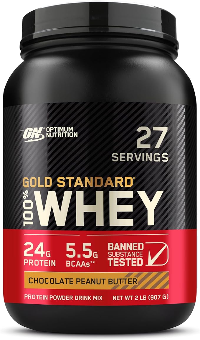 Optimum Nutrition Gold Standard 100% Whey Protein Powder, Chocolate Peanut Butter, 2 Pound (Packaging May Vary)
