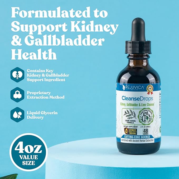 Rejuvica Health Cleanse Drops - Advanced Kidney & Gallbladder Cleanse Support Supplement - Liquid Delivery for Better Absorption - Chanca Piedra Used in Amazonian Rainforest
