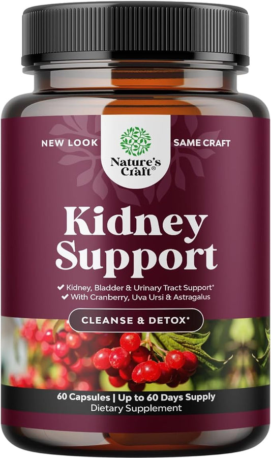 Kidney Support Cranberry Pills for Women and Men - High Strength Kidney Cleanse Detox & Repair with Stinging Nettle Uva Ursi and Astragalus for Kidney and Bladder Health - Non-GMO Halal and Vegan