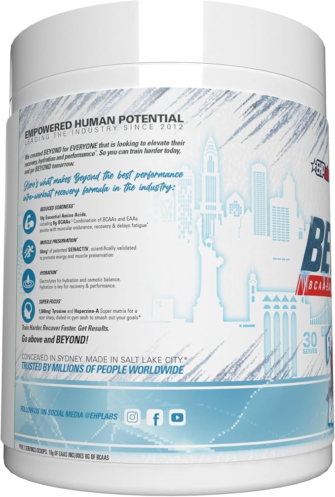EHP Labs x Ghostbusters Beyond BCAA Powder Amino Acids Supplement for Muscle Recovery - Sugar Free BCAAs Amino Acids Post Workout Recovery Powder & EAA Amino Acids Powder - 60 Servings (Big Apple)
