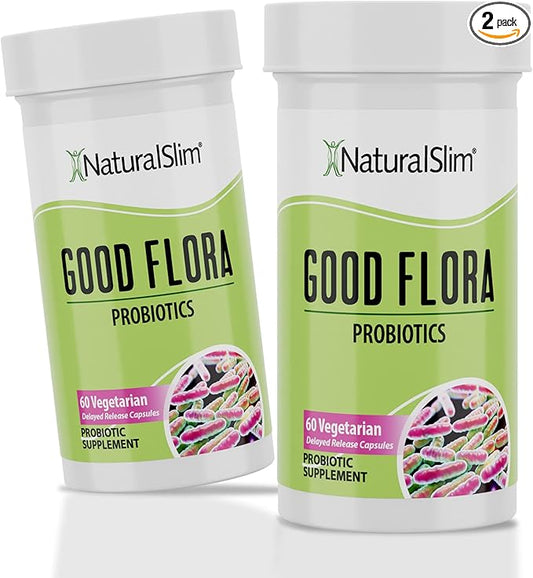 NaturalSlim Good Flora – Probiotics for Digestive Health, Intestinal Flora and Immune Support with Lactobacillus Acidophilus Probiotic | 7 Powerful Probiotic Strains | Gluten Free - 120 Capsules
