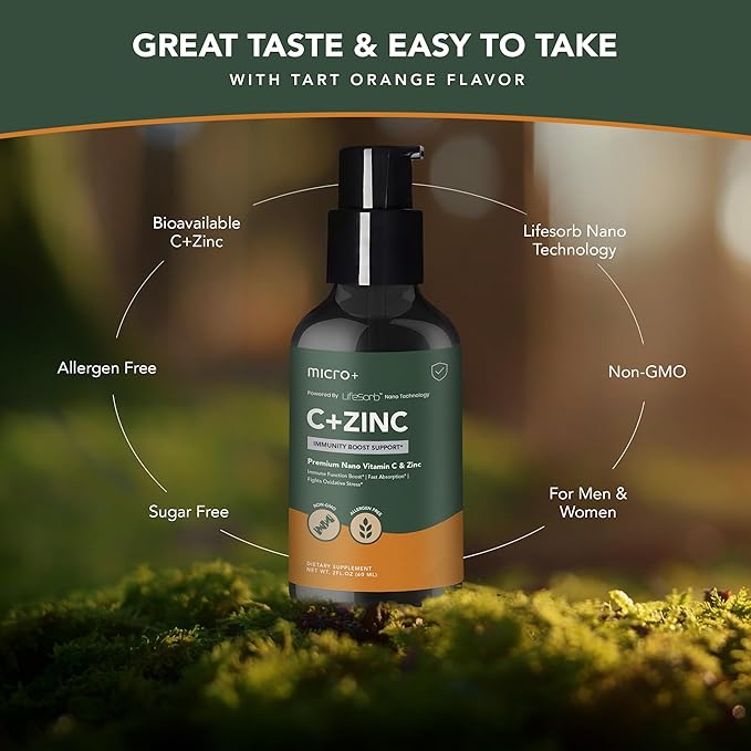 C&Zinc+ by Micro+ Advanced Immune Support Supplement – Vitamin C and Zinc with LifeSorb Nano-Technology for Enhanced Absorption