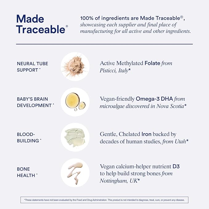 Ritual Essential for Women Prenatal Multivitamin: Folate & Choline for Neural Tube Support, Omega-3 DHA for Fetal Brain Development, Iron, Calcium-Helper D3 & K2, Non-GMO, Vegan, Mint, 30 Days