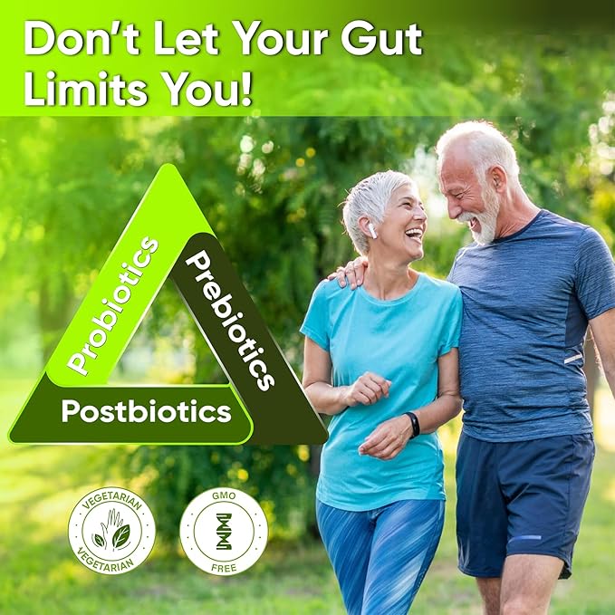 Complete Gut Health for Women and Men with Probiotic, Prebiotic, Postbiotic & Digestive Enzymes for Leaky Gut Repair.Gut Support for Healthy Gut Lining, Digestion Health, Occasional Gas, and Bloating.