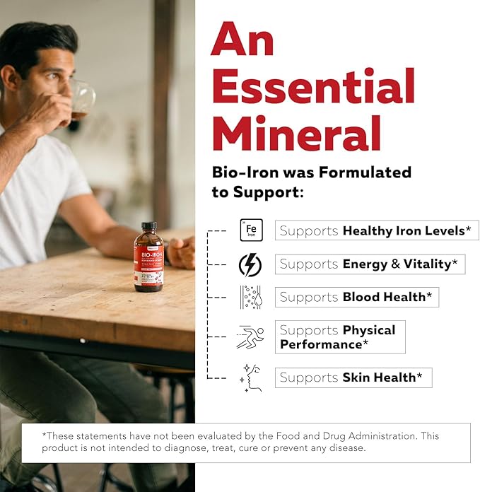 Liquid Iron Supplement | Organic Certified, Berry Flavor - Whole Food Vitamin C Absorption Boost & Blood Building B Vitamins - Methyl B12, L-Methylfolate & B6 - Supports Healthy Iron Levels - 7.6 oz