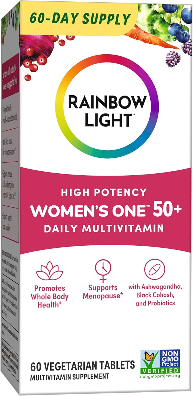 Rainbow Light Multivitamin for Women 50+, Vitamin C, D & Zinc, Probiotics, Women’s One 50+ Multivitamin Provides High Potency Immune Support, Non-GMO, Vegetarian, 60 Tablets