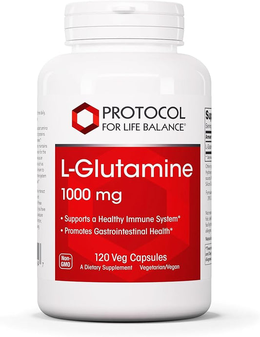 Protocol L-Glutamine 1000mg - Amino Acid - Muscle Tissue, Gut Health, Immune Health - 120 Veg Caps