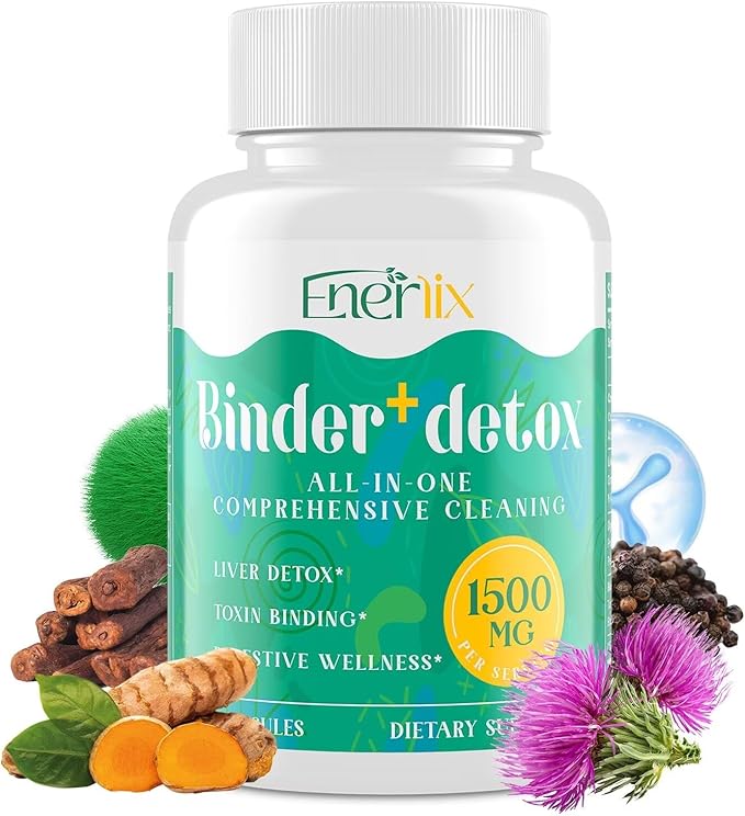15-in-1 Detox Binder, Activated Charcoal, Zeolite & Bentonite Clay, Chlorella, 1500 MG Supplement Maximum Absorbent, Liver Gut Digestive Toxin Detox Cleanse, 90 Vegan Capsules