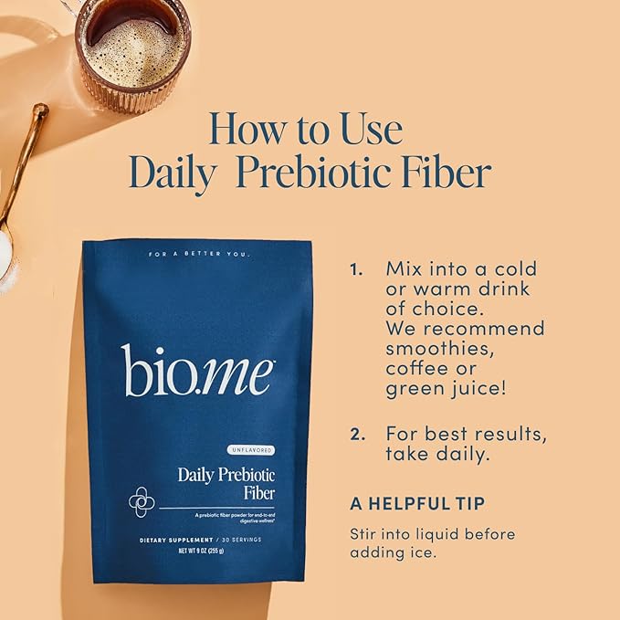 Daily Prebiotic Fiber - Fiber Supplement Powder for Digestive Health & Gut Health - Fiber Powder Unflavored Prebiotics, Non-GMO Dietary Fiber, Gluten & Sugar Free Soluble Fiber Supplements-30 Servings