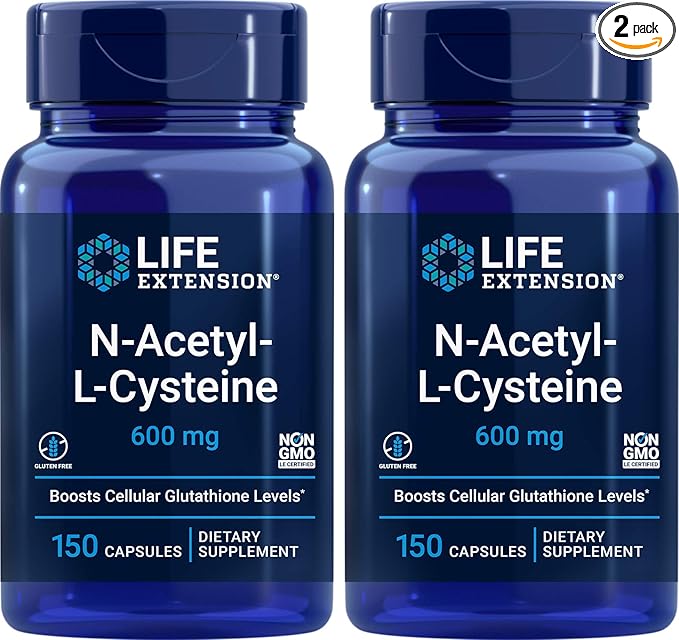 Life Extension N-Acetyl-L-Cysteine (NAC) 600mg, 150 Capsules (Pack of 2)