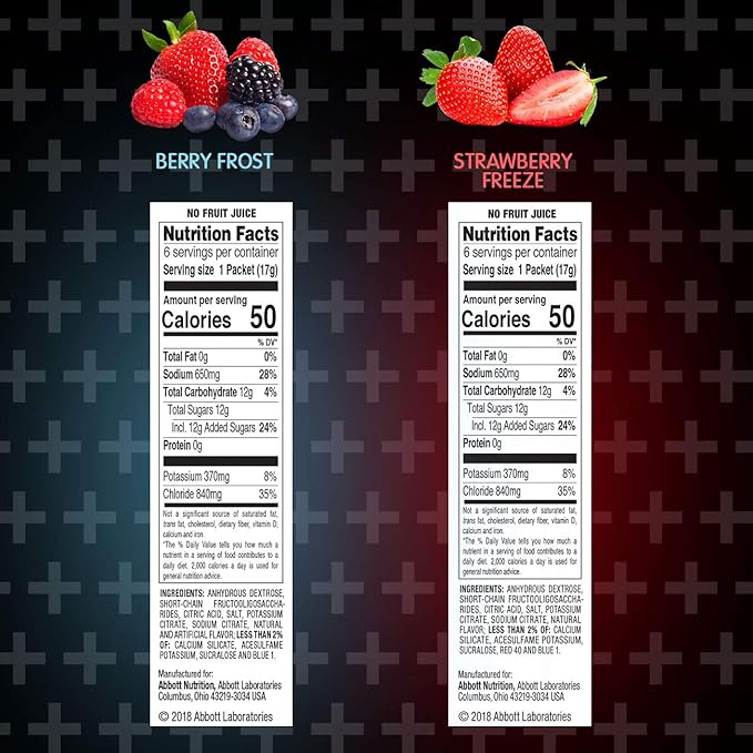 Pedialyte AdvancedCare Plus Electrolyte Powder Packs with 33% more electrolytes and PreActiv Prebiotics, Strawberry Freeze & Berry Frost, 24 Count