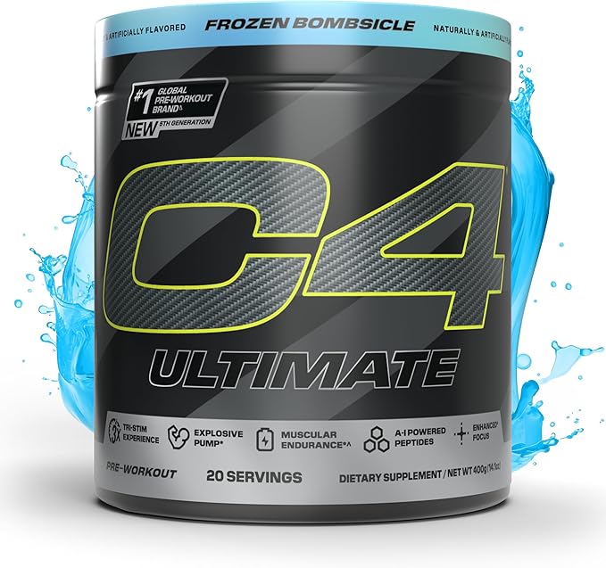 Cellucor C4 Ultimate Pre Workout Powder - Sugar Free Preworkout Energy Supplement for Men & Women - 300mg Caffeine + TeaCrine + Dynamine + Creatine - Freedom Bombsicle, 20 Servings