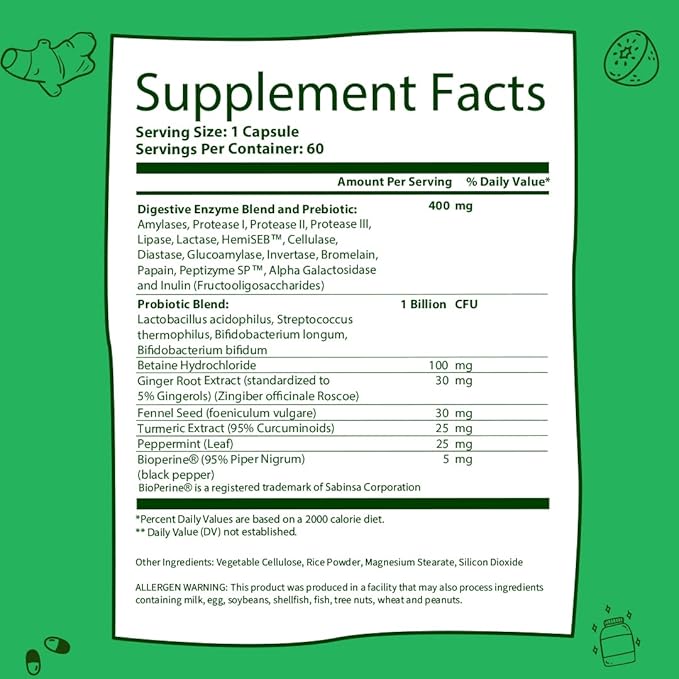 GOBIOTIX Digestive Enzymes Supplement with Prebiotics and Probiotics for Women and Men - Gut Health, Gluten Digestion, Lactose Absorption, Plant Based Dietary Pills - 120 Capsules