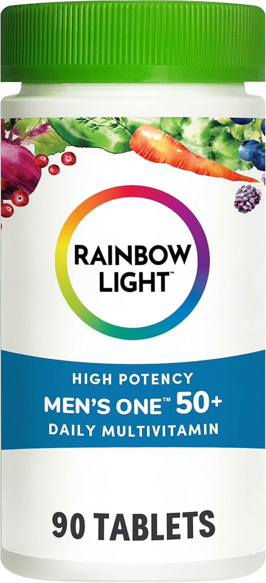 Rainbow Light Multivitamin for Men 50+, Vitamin C, D & Zinc, Probiotics, Men's One 50+ Multivitamin Provides High Potency Immune Support, Non-GMO, Vegetarian, 90 Tablets