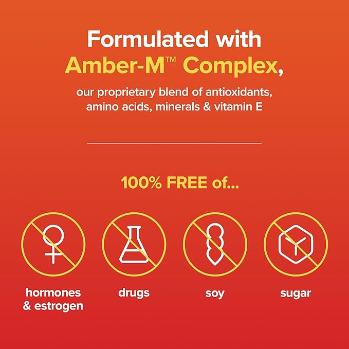 Amberen Menopause Supplements for Women, Multi-Symptom Relief, Vitamin E & Unique Amberen Compound, Helps Support Hormone Balance, Hot Flashes & Night Sweats, Sugar Free, Orange Flavor, 60 Gummies