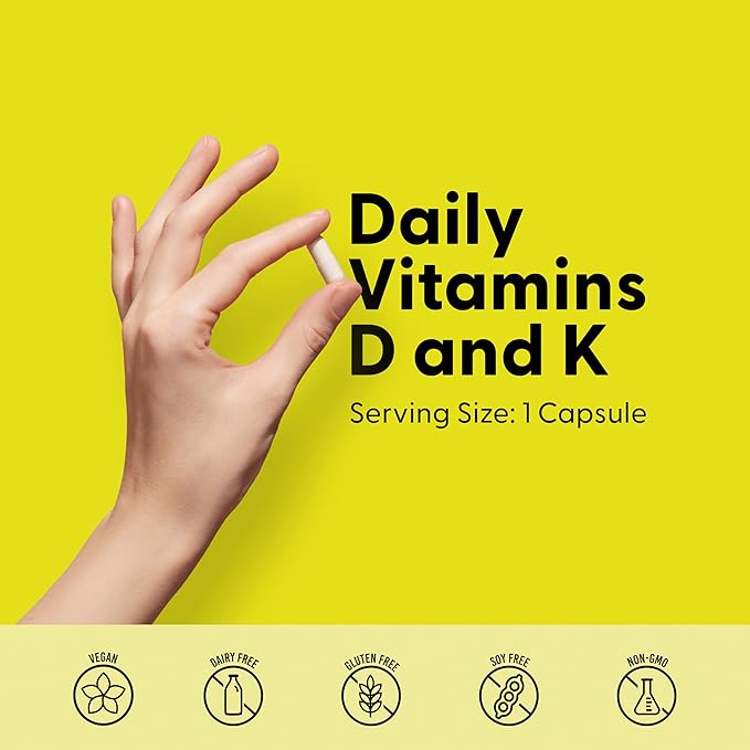 LIVELY VITAMIN CO. Solar Power Vitamin D3 2000 iu - Patented Vitamin K - MK7 - Immune Balance - Brain Function - Mood - Heart - Stress - 60 Count