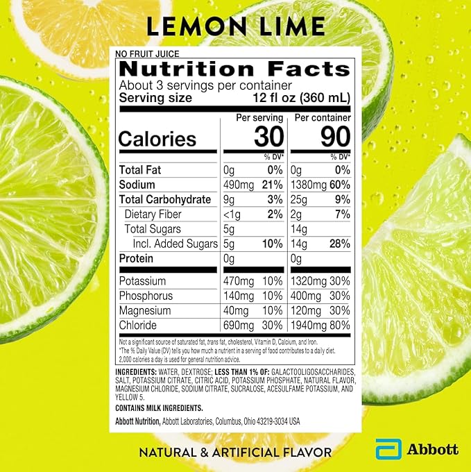 Pedialyte Sport Electrolyte Solution | 5 Key Electrolytes for Muscle Support | Fast Hydration for Before, During, & After Exercise | Lemon Lime, 1 Liter